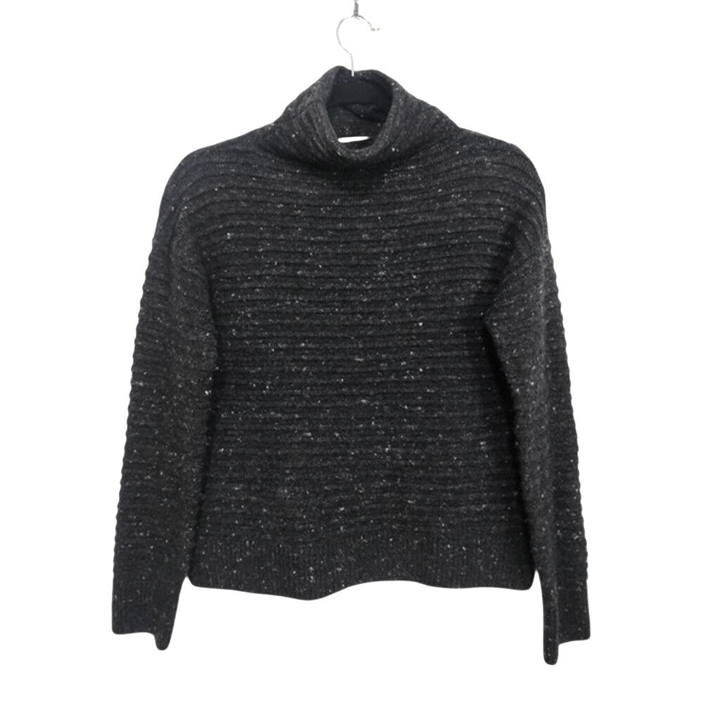 Madewell Womans Belmont Sweater S Charcoal Grey Ribbed Mockneck Wool Blend ~